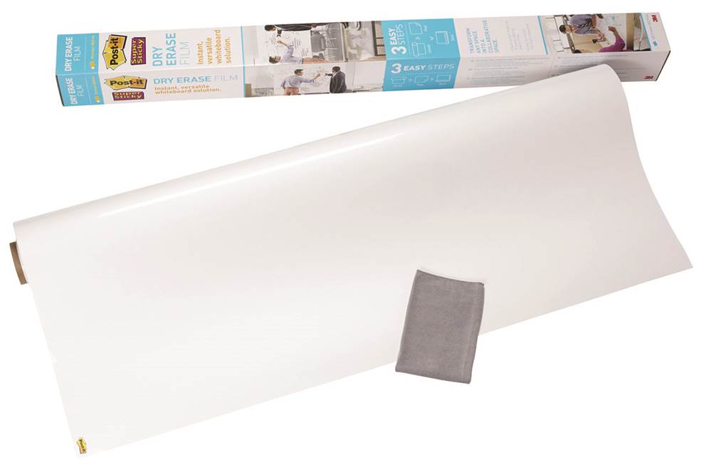 Suchościeralna folia w rolce POST-IT® Dry Erase (DEF4X3-EU), 91x122cm, biała
