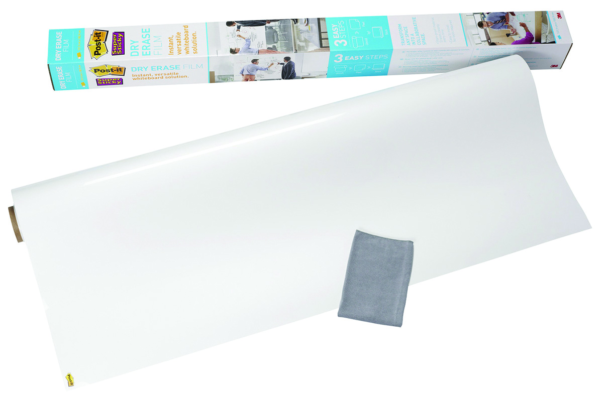 Suchościeralna folia w rolce POST-IT® Dry Erase (DEF4X3-EU), 91x122cm, biała