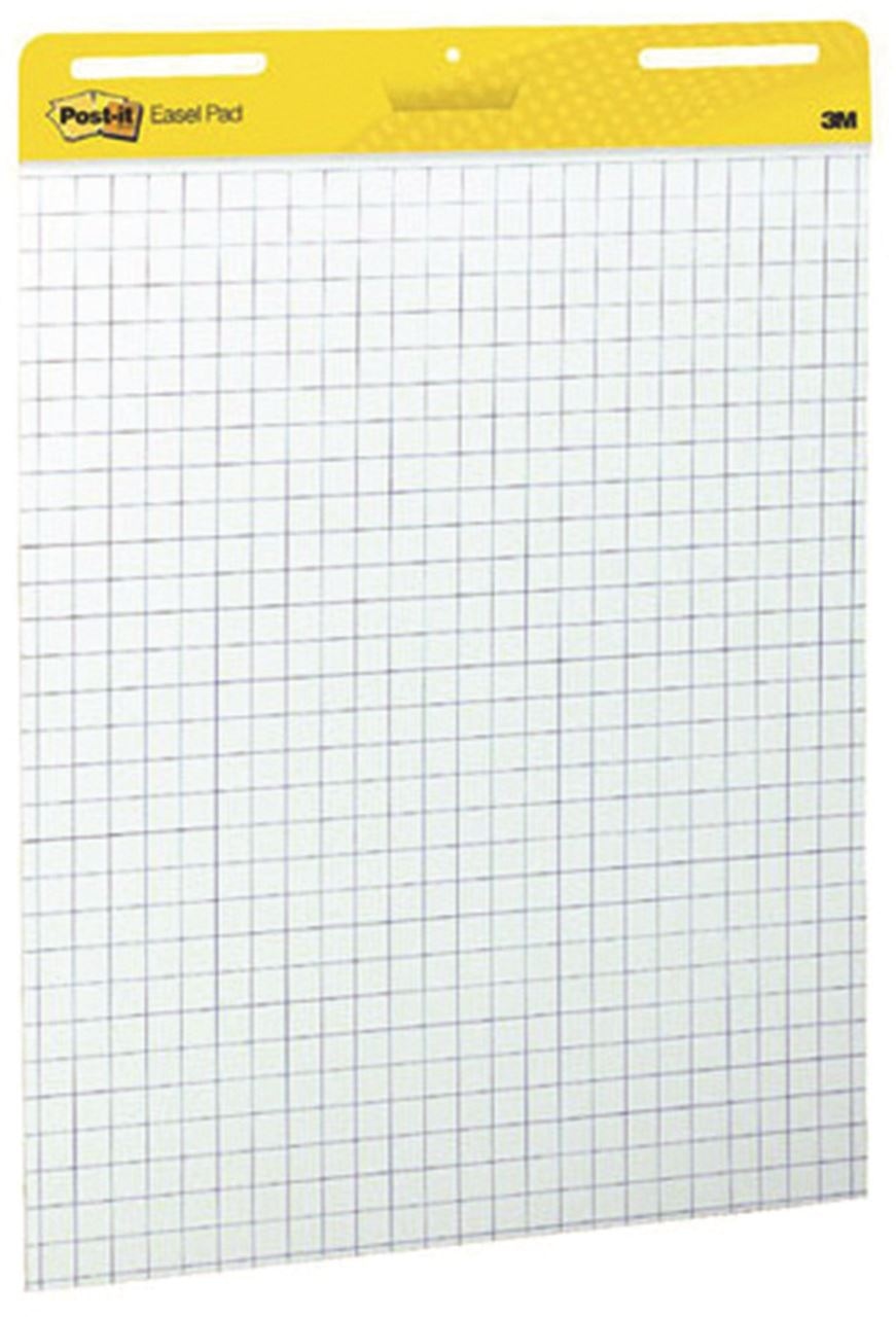 Samoprzylepne arkusze konferencyjne Post-it® Super Sticky, na flipchart, 63,5x76,2cm, w kratkę do wykresów, 30 kart., białe
