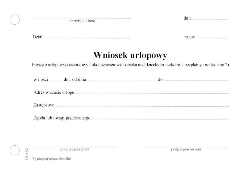 Wniosek urlopowy A6 80k.