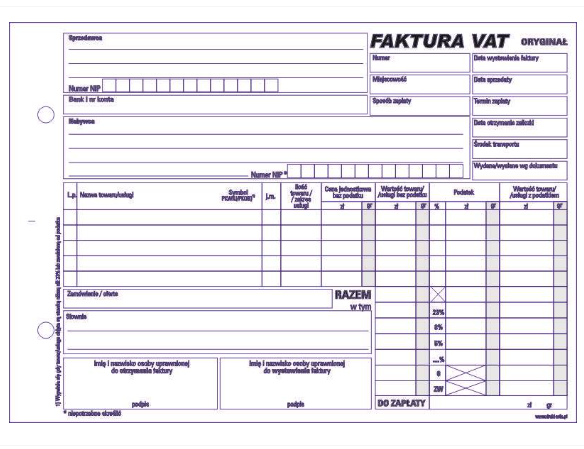 Faktura VAT A5 1+1 samok  F-251