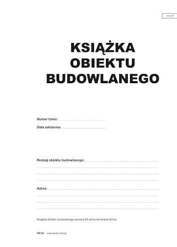 Książka obiektu Budowlanego   PB-50 A4