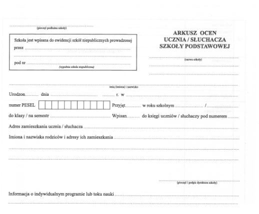 Arkusz ocen uczniów szk  podst  MEN-I/37a/2