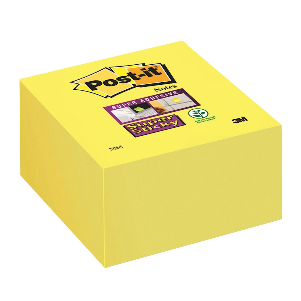 Kostka samoprzylepna POST-IT® Super Sticky (2028-S), 76x76mm, 1x350 kart., ultra żółta