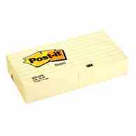 Bloczek samoprzylepny POST-IT® w linie (630-6PK), 76x76mm, 6x100 kart., żółty