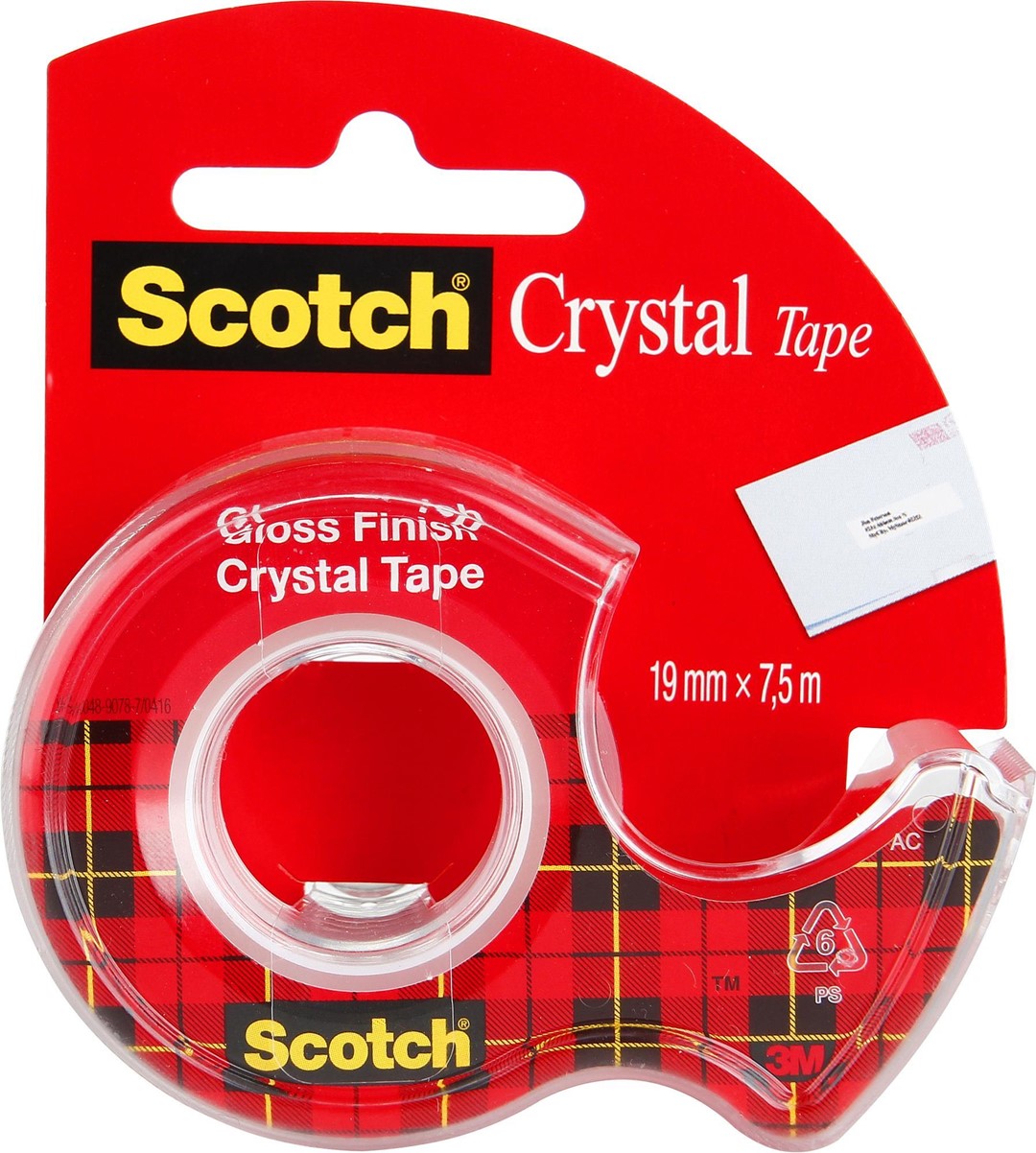 Taśma biurowa SCOTCH® Crystal Clear (6-1975), transparentna, 19mm, 7,5m
