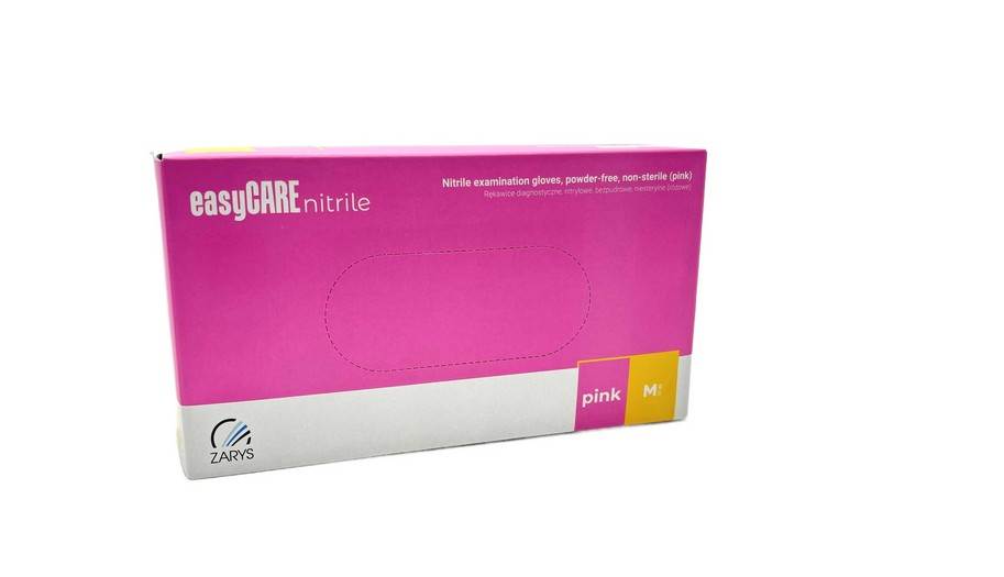 Rękawice nitryl bezpudrowe M op 100 Różowe ZARYS