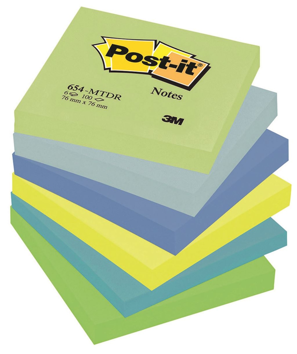 Bloczek samoprzylepny POST-IT® (654-MTDR), 76x76mm, 6x100 kart., paleta marzycielska
