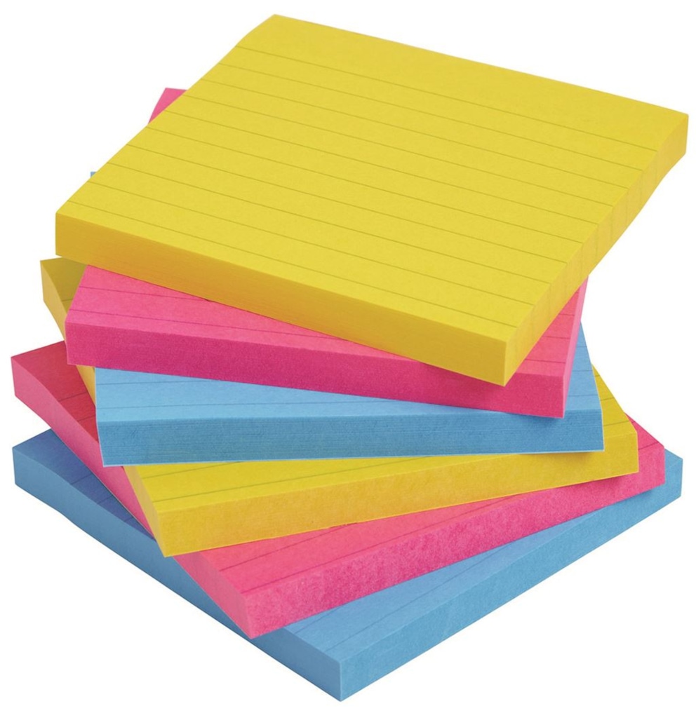 Bloczek samoprzylepny POST-IT® Super Sticky w linie (675-SS6RIO-EU), 101x101mm, 6x90 kart., paleta Rio de Janeiro. CARNIVAL,