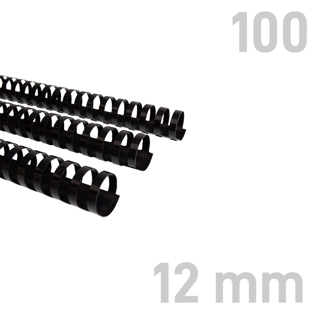 Grzbiety do bindownic 12mm 100 czarne OPUS