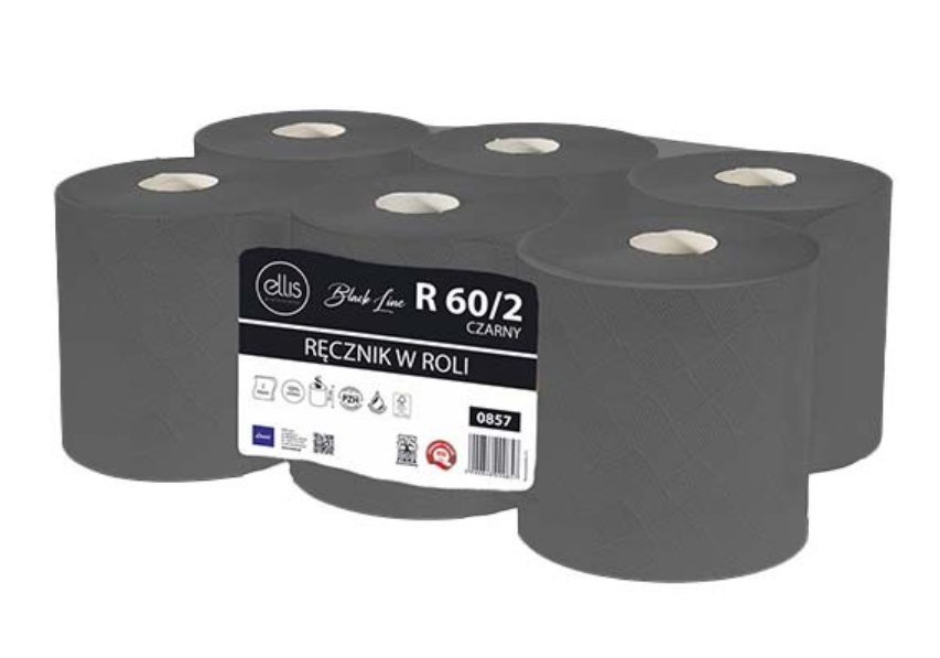 Ręcznik w roli 2 warstwy 60 m celuloza czarny Lamix R Ellis Professional 60/2 6 rolek