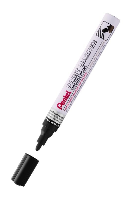 marker olejowy/zdobniczy, na każdą powierzchnię, średnia okrągła  końcówka, ALUMINIOWA OBUDOWA czarny Pentel