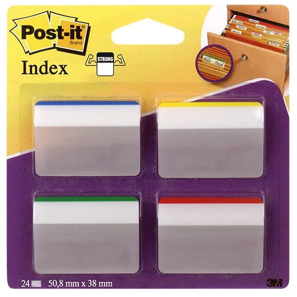 Zakładki indeksujące POST-IT® do archiwizacji (686-A1), PP, wygięte, 50,8x38mm, 4x6 kart., mix kolorów