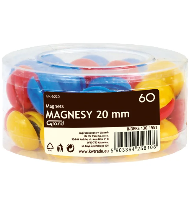 Magnesy CM-205/ GR6020 mix kolorów 60 szt.