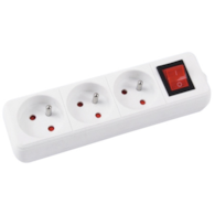 Przedłużacz OFFICE PRODUCTS, 3 gniazda, 3m, z uziemieniem i wyłącznikiem, biały