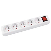 Przedłużacz OFFICE PRODUCTS, 5 gniazd, 1,5m, z uziemieniem i wyłącznikiem, biały