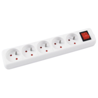 Przedłużacz OFFICE PRODUCTS, 5 gniazd, 1,5m, z uziemieniem i wyłącznikiem, biały