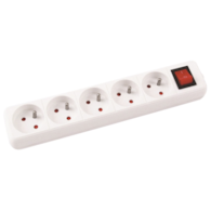 Listwa OFFICE PRODUCTS, 5 gniazd, 5m, z uziemieniem i wyłącznikiem, biały