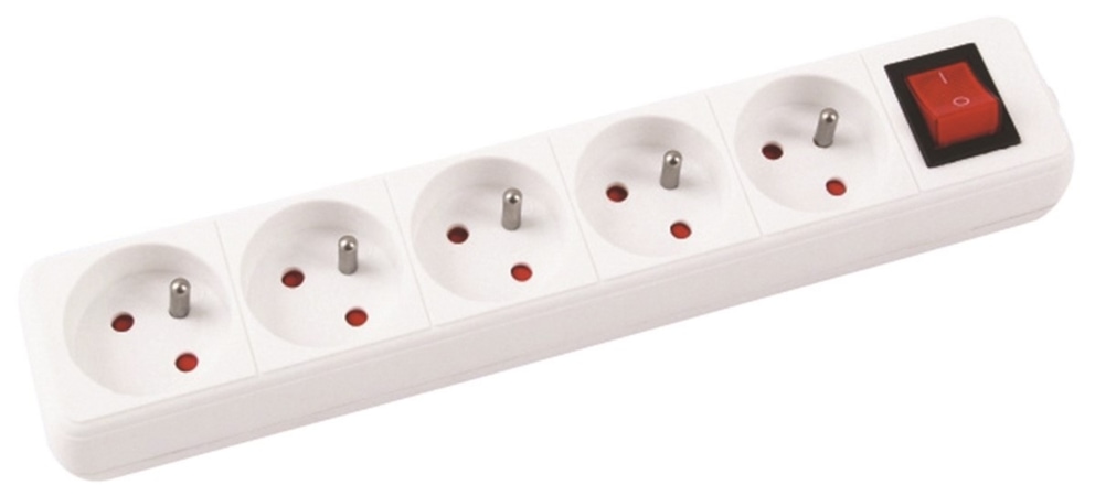 Listwa OFFICE PRODUCTS, 5 gniazd, 5m, z uziemieniem i wyłącznikiem, biały