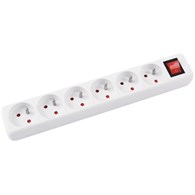 Przedłużacz OFFICE PRODUCTS, 6 gniazd, 1,5m, z uziemieniem i wyłącznikiem, biały
