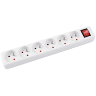 Przedłużacz OFFICE PRODUCTS, 6 gniazd, 3m, z uziemieniem i wyłącznikiem, biały