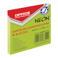 Bloczek samoprzylepny OFFICE PRODUCTS, 76x76mm, 1x100 kart., neon, zielony