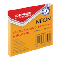 Bloczek samoprzylepny OFFICE PRODUCTS, 76x76mm, 1x100 kart., neon, pomarańczowy