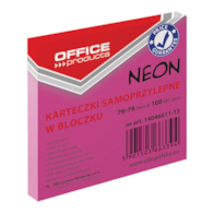 Bloczek samoprzylepny OFFICE PRODUCTS, 76x76mm, 1x100 kart., neon, różowy