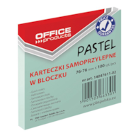 Bloczek samoprzylepny OFFICE PRODUCTS, 76x76mm, 1x100 kart., pastel, zielony