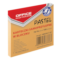 Bloczek samoprzylepny OFFICE PRODUCTS, 76x76mm, 1x100 kart., pastel, pomarańczowy