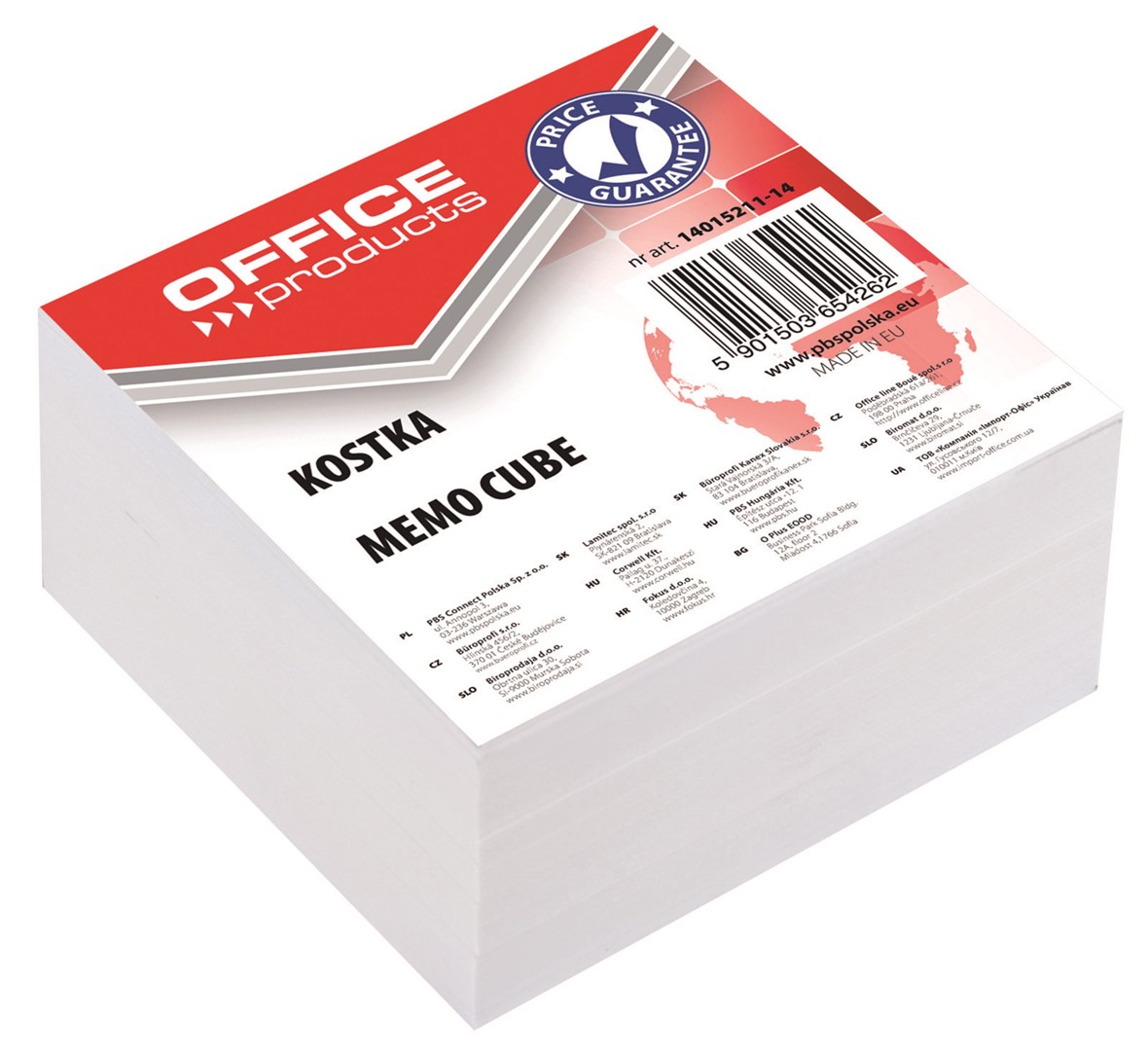 Kostka OFFICE PRODUCTS nieklejona, 85x85x40mm, biała