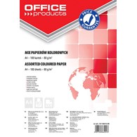 Papier kolorowy OFFICE PRODUCTS, A4, 100 arkuszy, 80gsm, mix kolorów