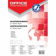 Papier kolorowy OFFICE PRODUCTS, A4, 100 arkuszy, 80gsm, mix kolorów