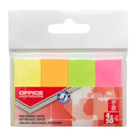 Zakładki indeksujące OFFICE PRODUCTS, papier, 20x50mm, 4x50 kart., zawieszka, mix kolorów neon