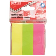 Zakładki indeksujące OFFICE PRODUCTS, papier, 26x76mm, 3x100 kart., zawieszka, mix kolorów