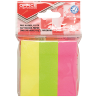 Zakładki indeksujące OFFICE PRODUCTS, papier, 26x76mm, 3x100 kart., zawieszka, mix kolorów