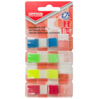 Zakładki indeksujące OFFICE PRODUCTS, PP, standard, 12x43mm, 4x35 kart., blister, mix kolorów