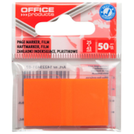 Zakładki indeksujące OFFICE PRODUCTS, PP, 25x43mm, 1x50 kart., zawieszka, pomarańczowe