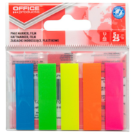 Zakładki indeksujące OFFICE PRODUCTS, standard, PP, 12x45mm, 5x25 kart., zawieszka, mix kolorów