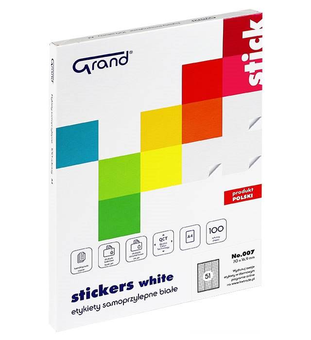 Etykiety samoprzylepne No. 007 = 100 arkuszy 70 x 16,9 mm