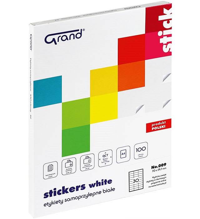 Etykiety samoprzylepne No. 009 = 100 arkuszy 70 x 29,7 mm