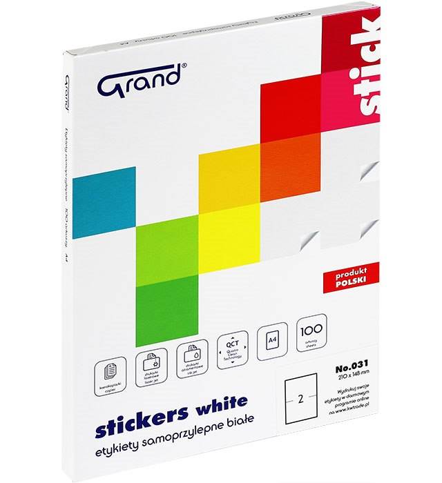 Etykiety samoprzylepne No. 031 = 100 arkuszy 210 x 148 mm