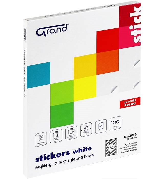 Etykiety samoprzylepne No. 034 = 100 arkuszy 22 x 12 mm
