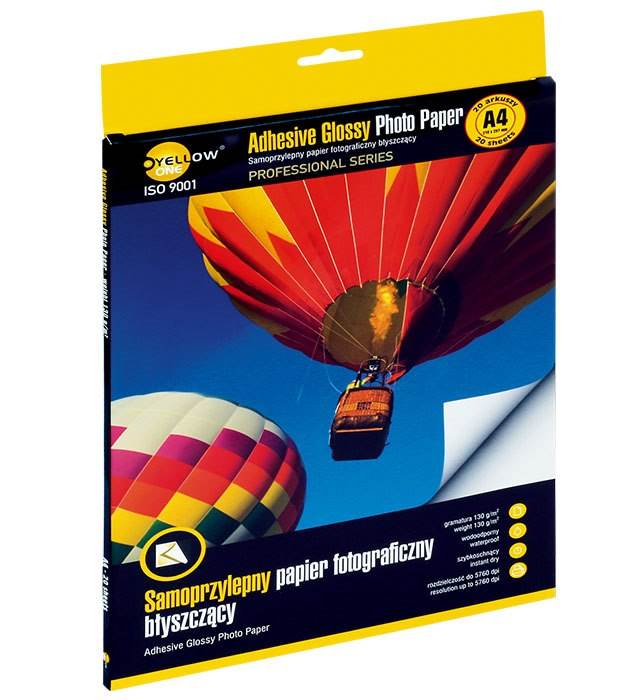 Papier foto A4 130g błyszczący samoprzylepny 20 arkuszy Yellow One