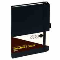 Notatnik GRAND z gumką A5/80 kartek 80g/kratka okładka czarna