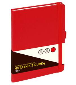 Notatnik GRAND z gumką A5/80 kartek 80g/kratka okładka czerwona