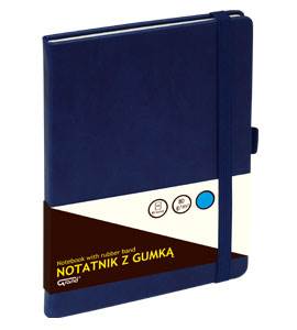 Notatnik GRAND z gumką A5/80 kartek 80g/kratka okładka niebieska
