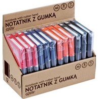Notatnik GRAND z gumką  A6/80 kartek 80g/kratka mix kolorów