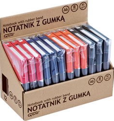 Notatnik GRAND z gumką  A6/80 kartek 80g/kratka mix kolorów