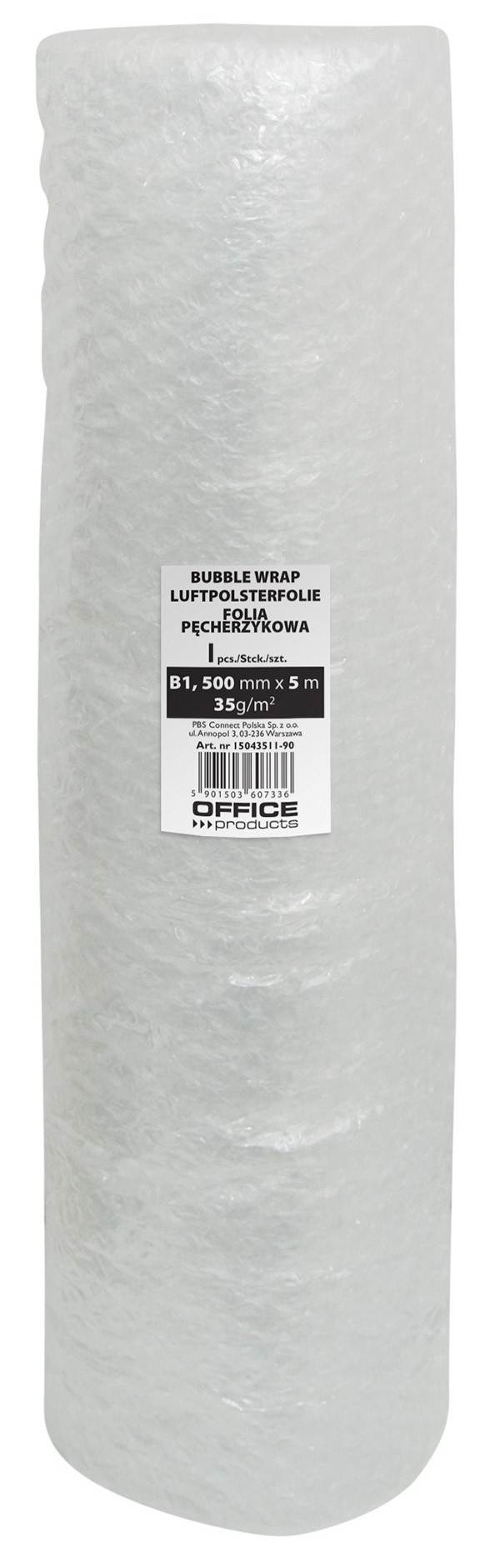 Folia bąbelkowa OFFICE PRODUCTS, 500mm, 5m, 35g/m2, transparentna
